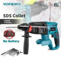 YOFIDRA 1680W 26MM Bürstenlosen Elektrische Hammer Multi-funktion Bohren Wand Schlagbohrmaschine Power Tool Für Makita 18-21V Batterie Pin