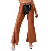 Womens Vintage Western Cowgirl Chaps Pants Adjustable Waist Hollow Out Cowboy Riding Motorcycle Biker Pants Wide Leg Long Pants