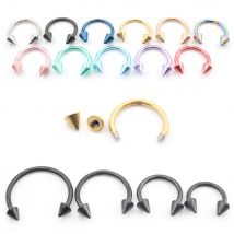 Alisouy 1PC Stainless Steel Horseshoe Spike Cone Nipple Eyebrow Nose Septum Ring Ear Tragus Hoop Earrings Body Piercing Jewelry