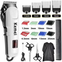 Cortadora de pelo profesional Kemei 809A, cable eléctrico ajustable/cortadora de pelo inalámbrica para hombres, máquina de corte de pelo con pantalla Led