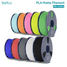 SUNLU PLA Matowy Filament 3D 1.75mm z Efektem Matowym, Równo Zawiązany, Wielokolorowy Filament PLA Matowy do Większości Drukarek 3D FDM, 10KG
