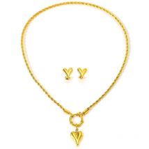 316L Stainless Steel New Fashion Waterproof Jewelry Hip-hop Love Heart Shape Charm Rope Chain Choker Necklace Earrings For Women