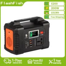 Flashfish E200 Centrale elettrica portatile Generatore solare da 200 W Batteria al litio da 151 Wh Backup domestico Alimentazione mobile da campeggio all'aperto