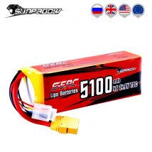SUNPADOW 4S 14.8V Lipo Battery 5100mAh 70C with XT90 Plug for RC Vehicles Car Truck Tank Buggy Truggy Racing Hobby