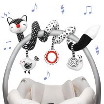 Baby Spirale Plüsch Spielzeug Schwarz Weiß Kinderwagen Stretch Spirale Aktivität Auto Sitz Hängen Rassel Spielzeug Krippe Mobile Sensorischen für Neugeborene