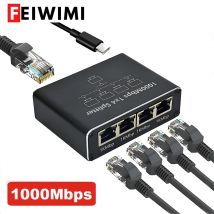 Gigabit 1000Mbps RJ45 Splitter da 1 a 2 4 Adattatore Ethernet Connettore Lan Accoppiatore interruttore per PC Laptop TV Box Router TV digitale