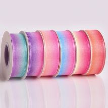 Regenbogen-Farbverlaufsfarben, Organza, 5 Yards/Lot, Band, Hochzeit, Weihnachten, Geschenk, Verpackung, Bänder, DIY-Haarschleifenmaterial