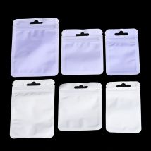 50pcs/lot Reusable Plastic Zip Lock Bags Transparent Purple color Sealing Bag for DIY Jewelry Retail Display Wrap Packaging Bag