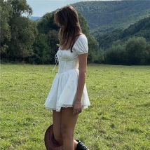 2024 Sommer Mini kleider für Frauen Geburtstags kleider Luxus Party Abendkleid weiße kurze Kleider Spitze elegante Kleider Verband