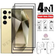 4 in 1 für Samsung S25 S24 S23 S22 Ultra Plus FE A56 A55 A36 A35 A16 9HD Displayschutzfolie Vollständiges Schutzglas + Objektivschutz