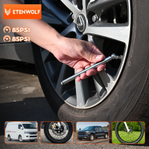 ETENWOLF G102 Reifendruckmessgerät (10–85 PSI), 2er-Pack mit 16 Reifenkappen, ANSI B40.1 Edelstahlgehäuse der Güteklasse B für Autos, Fahrräder