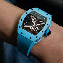 CRONUSART Männer Automatische Uhr 50mm * 42mm Tonneau Mechanische Armbanduhr Leucht Skeleton Racing Zifferblatt Fluororubber Strap