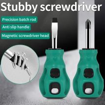 Short Handle Screwdriver Set Magnetic Mini Portable Radish Head Flat Cross Precision Automotive Manual Maintenance Tool