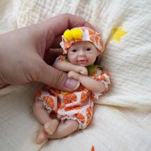 5,5-Zoll-Miniatur-Ganzkörper-Silikon-Reborn-Babypuppe, realistisches Neugeborenes mit offenen Augen, weicher Anti-Stress, sieht aus wie ein echtes Baby