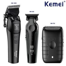 Tagliacapelli Kemei KM-1858 9000 giri/min 10W, trimmer elettrico ricaricabile KM-264, kit rasoio da barbiere originale KM-T95 per uomo