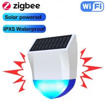 Tuya Smart Zigbee/Wifi Siren Alarm Waterproof Outdoor With Solar And USB Power Supply Optional 95dB Remote Control
