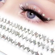 Honig-silbrige Schneeflocken-Feen-Wimpern, glänzende Stern-Wimpern, glitzernde Blumen-Party-Wimpern, 10–15 mm
