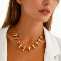Punk Spike Choker Necklace for Women, Stainless Steel Rivet Collar Choker, Metal Spike Link Chain Jewelry