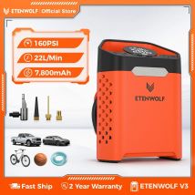 ETENWOLF ZEPHYR V3 Compressore per auto portatile 160 PSI 100% Duty Cycle Gonfiatore per pneumatici per auto 7800mAh per auto Moto Biciclette Palle
