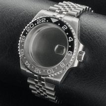 Gmt Uhrengehäuse 40mm bidirektion ale Drehung Saphirglas passen NH-34 Uhrwerk passen 28,5-29mm Zifferblatt Teile 5bar Schieber Buck