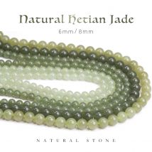 Natürliche Hetian Jade Edelstein Perlen Runde Lose Spacer 6/8 MM Pick Größe Jaspis Perlen Für Schmuck Machen DIY Armband Halskette