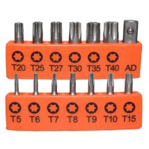 14pcs/Set 25mm Torx Screwdriver Bits With Hole T5-T40 Electric Screw Driver 6.35mm Hexagonal Handle For Rechargeable Screwdriver