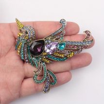 Frauen bunte Strass Vogel Brosche, Retro Tier kleidung Zubehör Stifte Schmuck