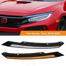 For Honda Civic 2016 2017 2018 2019 2020 LED DRL Eyebrow Daytime Running Lights Dynamic Turn Signal Lamps 3 Colors Headlight 12V