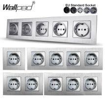 Graue silberne Metall-EU-Steckdose Wallpad 110V-240V Rahmen aus gebürstetem Aluminium Europäische 16A-Steckdosen
