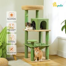Albero per gatti per gatti da interni, torre per gatti a 5 livelli per gatti di grandi dimensioni con struttura in metallo Amaca grande per gatti con grande posatoio superiore