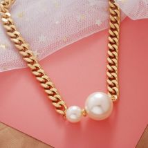 Nachahmung Perle Übertrieben Anhänger Halskette Retro Dicke Kette Halsband Europäischen Amerikanischen Stil Heißer-Verkauf Schmuck Zubehör