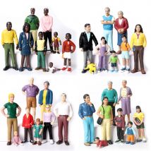 Realistische, multikulturelle Familien, einschließlich mehrerer Generationen, von Baby bis Großeltern, Kunststoff-Rollenspielfiguren, Spielzeug