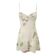 Yenkye Sommer Frauen Vintage Blumen druck stricken High Stretch Sling Mini kleid sexy Robe