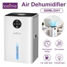 LOEFME 1.8L Silent Dehumidifier Portable Mini Air Dehumidifier with Touch Display LED Light Area 5–20m² for Home Bedroom Office