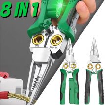8-in-1-Abisolierzange aus Edelstahl, Drahtschneidezange für Elektriker, Drahtklemmung, Crimpen, Schrauben, Abisolierzange