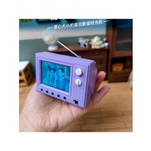 Dollhouse Miniature Furniture Items New Second generation Retro Mini TV Can Be Played Cartoon Toy Television Toys Playable Video