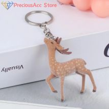 1/2Pcs Nette Beflockte 3D Weihnachten Elch Schlüsselanhänger Für Frauen Männer Kawaii Sika Deer Anhänger Tasche Airpods box Auto Charme Schmuck