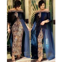 Plus Größe Kleidung Herbst Sexy Leopard Gedruckt Dashiki Afrikanische Kleider für Frauen Partei Halbe Hülse Slash Neck Femme Robe L-2XL