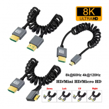 1M Tragbare 8K UHD Spiralkabel Mini/Micro HDMI-kompatibel Stretch Frühling Kabel für PC Laptop tablet Kamera DV Monitor HDTV