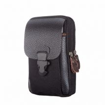 Schwarze Herren Handy tasche Pu Leder Doppel reiß verschluss Herren Hüft tasche Geldbörse Outdoor männliche Hüft tasche