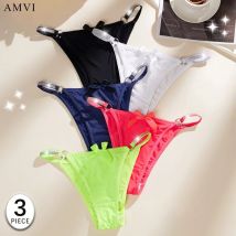 3-teilige Damen-Sexy-Tangas, modische G-Strings mit niedriger Taille, weich, bequem, eng, intim, geeignet für den Schlaf zu Hause, S-XL