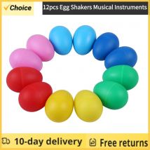 12 pezzi Shaker per uova Strumenti musicali Uovo a percussione per giocattoli per bambini Shaker per uova di Pasqua in plastica per l'educazione Apprendimento musicale