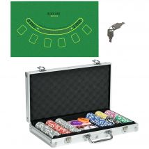 SPORTNOW 300-Piece Poker Chips Set, Aluminium Case, Holdem Poker Set, Mat, 11.5g Chips, Two Decks, Dealer, Five Dices
