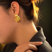 Punk Vergoldete Textur Edelstahl Schnecke Muschel Ohrringe für Frauen Zirkon Seestern Ohrring Sommer Strand Schmuck Geschenke