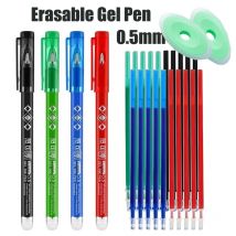 0.5mm Blue Black Red Green Erasable Gel Pen Set with Eraser Magic Ink Washable School Office Writing Painting Stationery