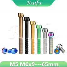 Ruifu Titanschraube M5 M6x9/10/15/16/18/20/25/30/35/40/45/50/55/60/65 mm Inbus-Kegelkopfschrauben für Fahrräder