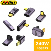 NNBILI 5A Type-C OTG Adapter 240W Fast Charging Data Converter USB4.0 40Gbps Support 8K 60Hz USB C 90/180 Degree Elbow Adapter