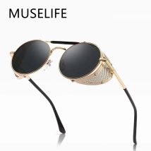 MUSELIFE Retro Runde Metall Sonnenbrille Steampunk Männer Frauen Marke Designer Gläser Oculos De Sol Shades UV Schutz