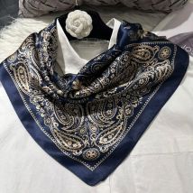 Marinegold Retro Quadratischer Seidenschal Kopftuch Damen Herren Elegantes Plaisley-Design 100 % Seide Quadratische Schals Halstücher 65 cm * 65 cm