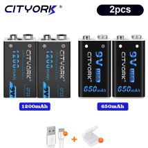 CITYORK Batteria ricaricabile agli ioni di litio Micro USB 9V Batteria al litio 9V Corona 9V 6F22 per metal detector modello di elicottero RC